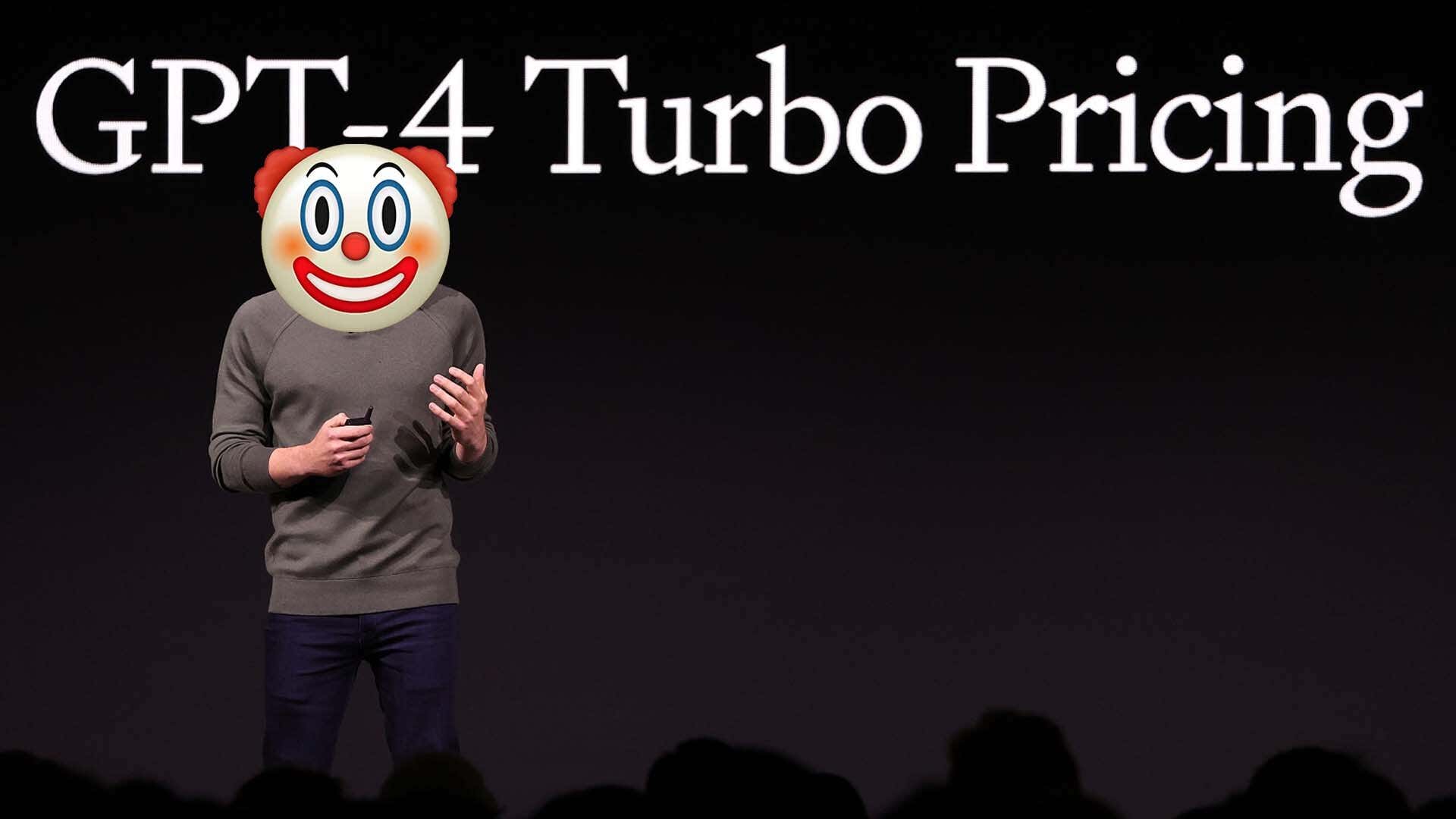 Sam Altman appears at the OpenAI Dev conference with a clown emjoi instead of a face. 